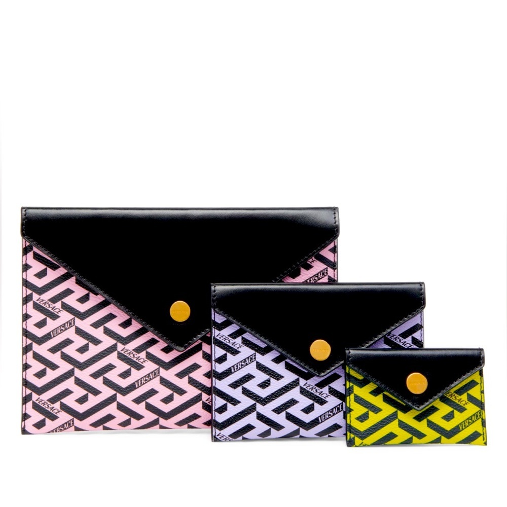 SALE!!! Versace 3-Piece Greca Printed Envelope clutch Bag Set BARBIE NEW